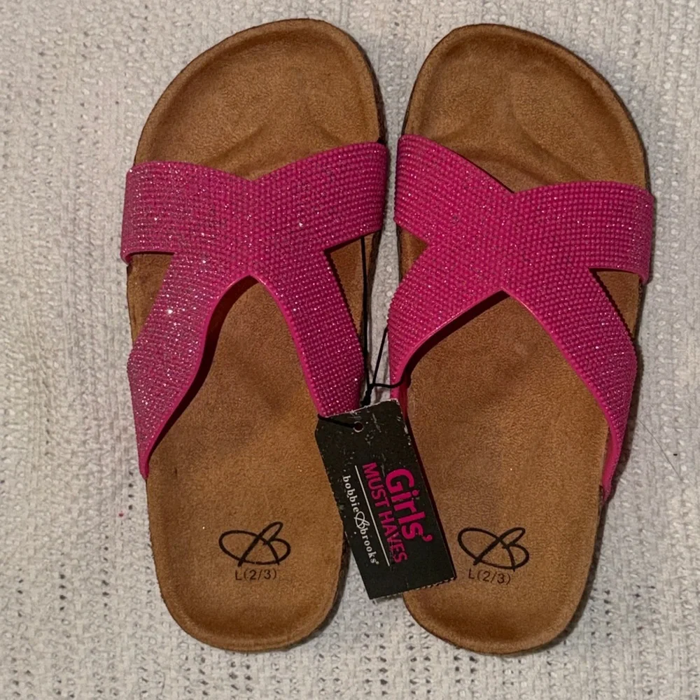 Bobbie Brooks Girls Sandals Size 2/3 Sparkly Pink